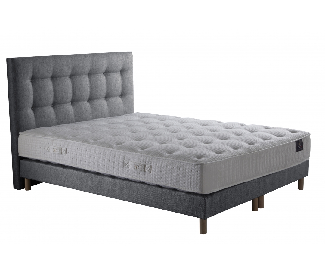 Matelas ressorts, 27 cm, mémoire de forme, sommier et tête de lit