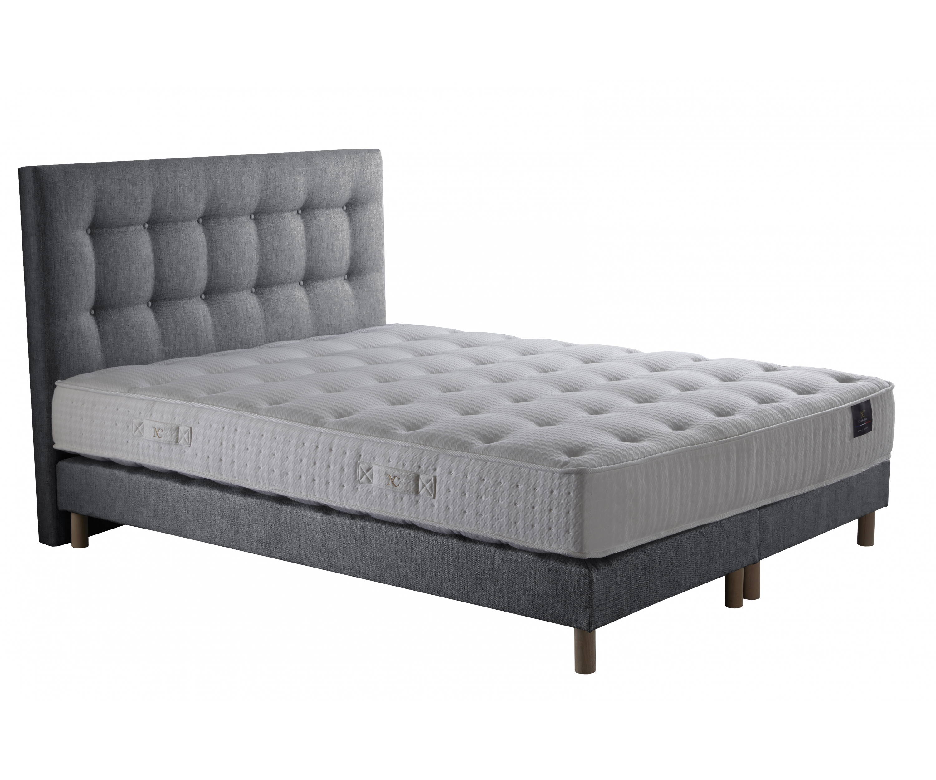 Matelas ressorts, 27 cm, mémoire de forme, sommier et tête de lit