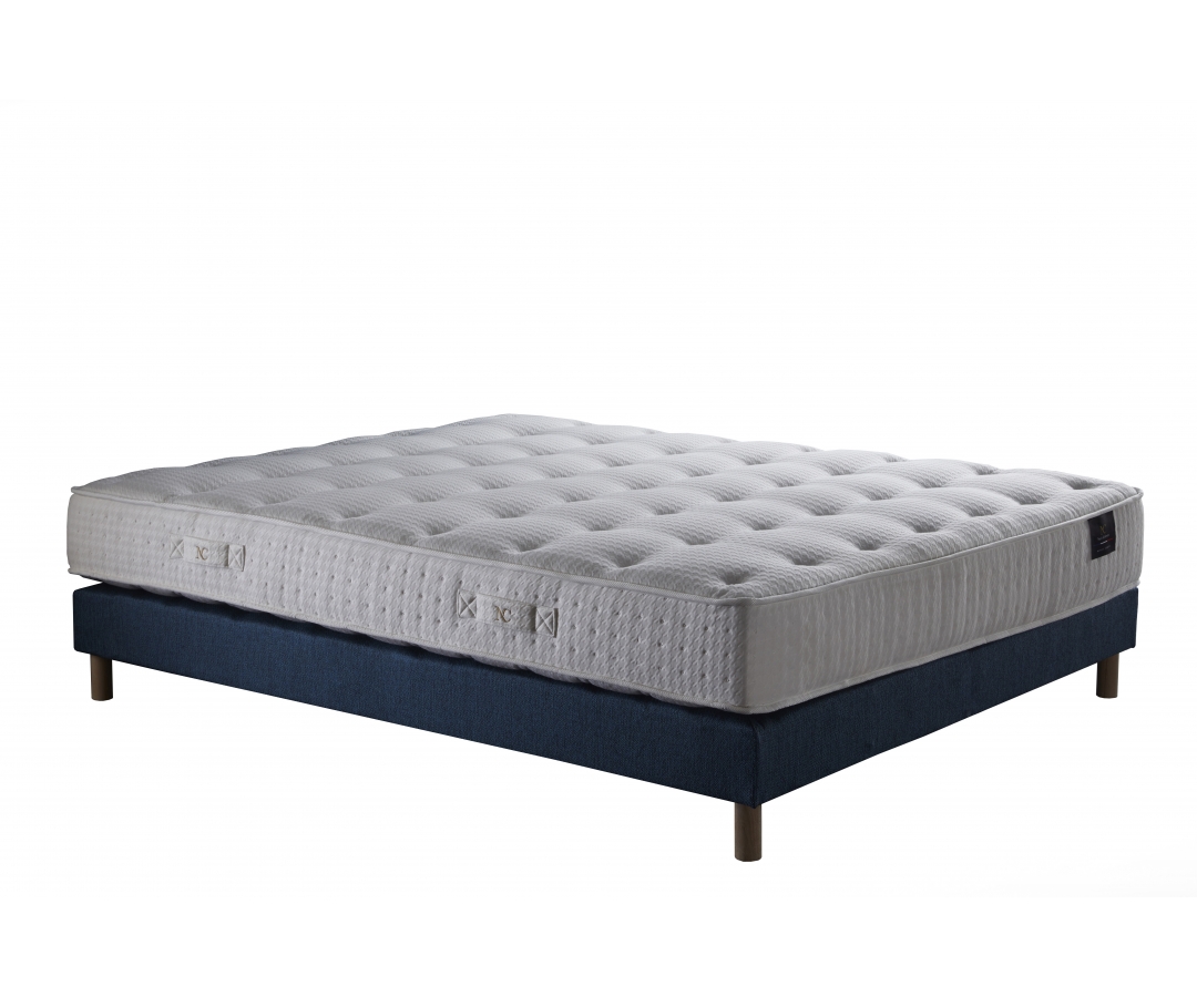 Matelas ressorts, 27 cm, mémoire de forme, sommier et tête de lit