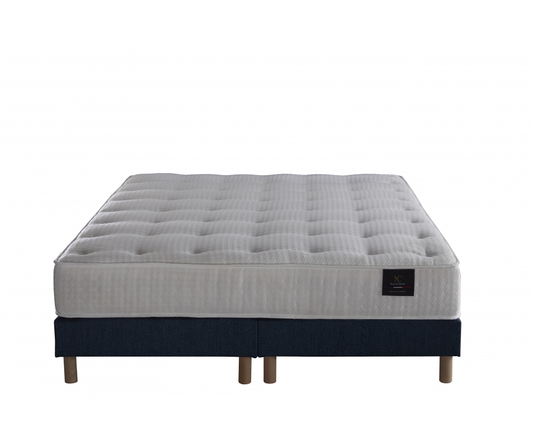 Matelas ressorts, mémoire de forme, sommier PEFC, tête de lit assortie