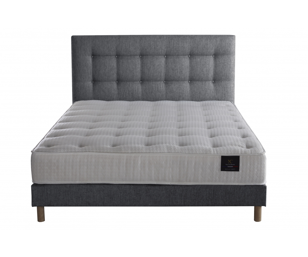 Ensemble matelas ressorts 7 zones, 27 cm,  sommier et tête de lit