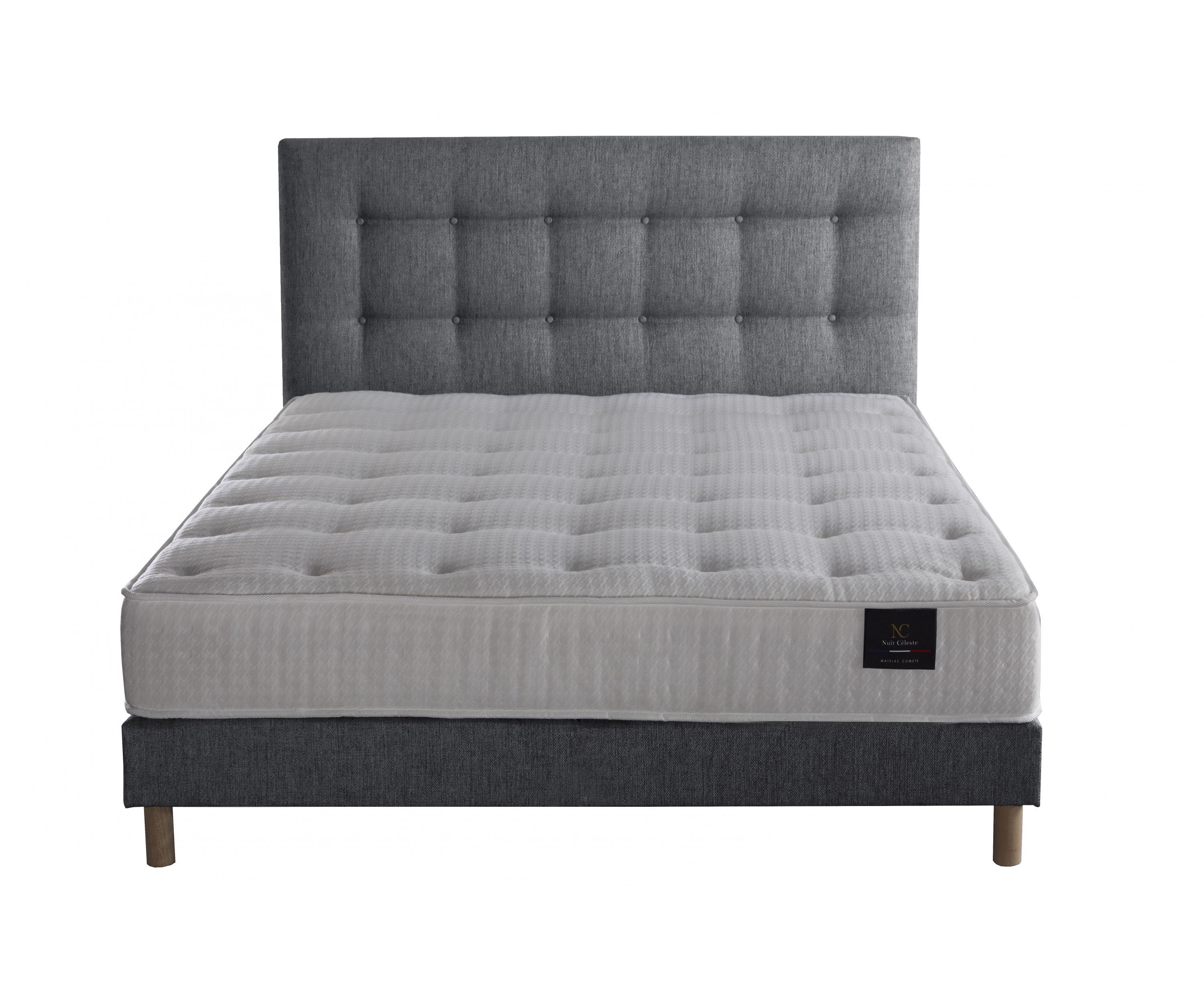 Ensemble matelas ressorts 7 zones, 27 cm,  sommier et tête de lit