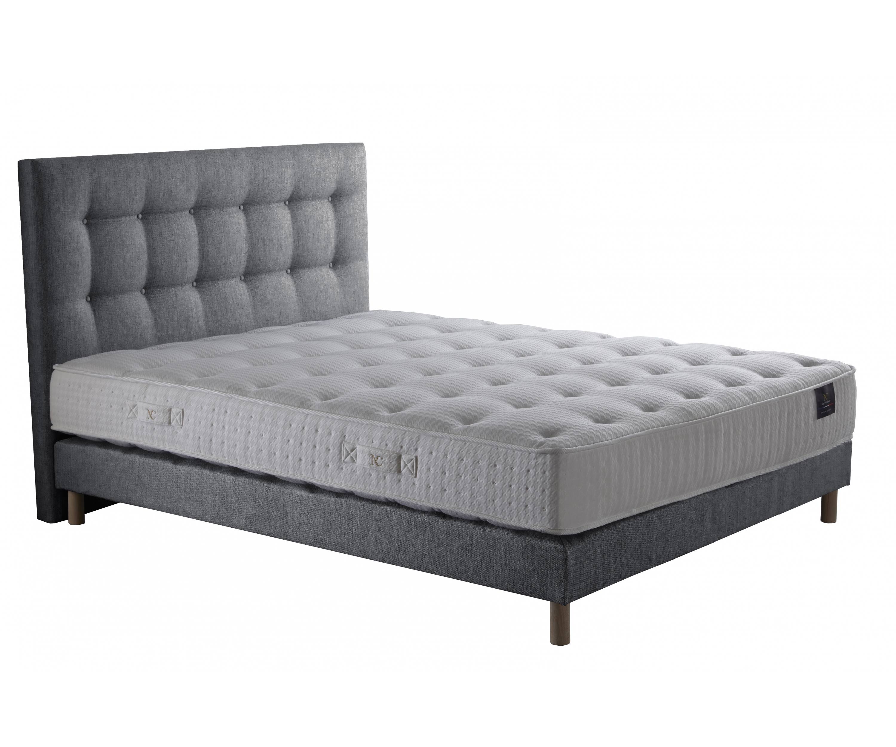 Ensemble matelas ressorts ensachés 7 zones, COMETE, sommier à lattes, tête de lit