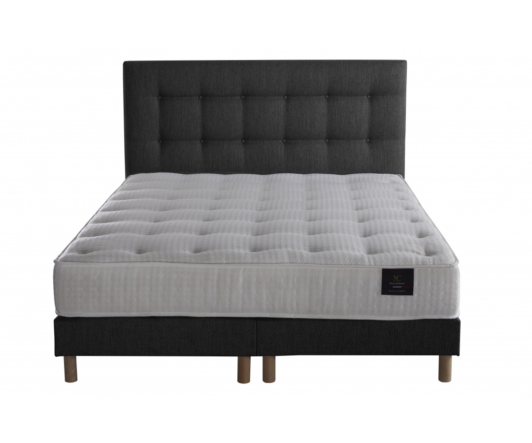 Ensemble matelas ressorts 7 zones, 27 cm,  sommier et tête de lit