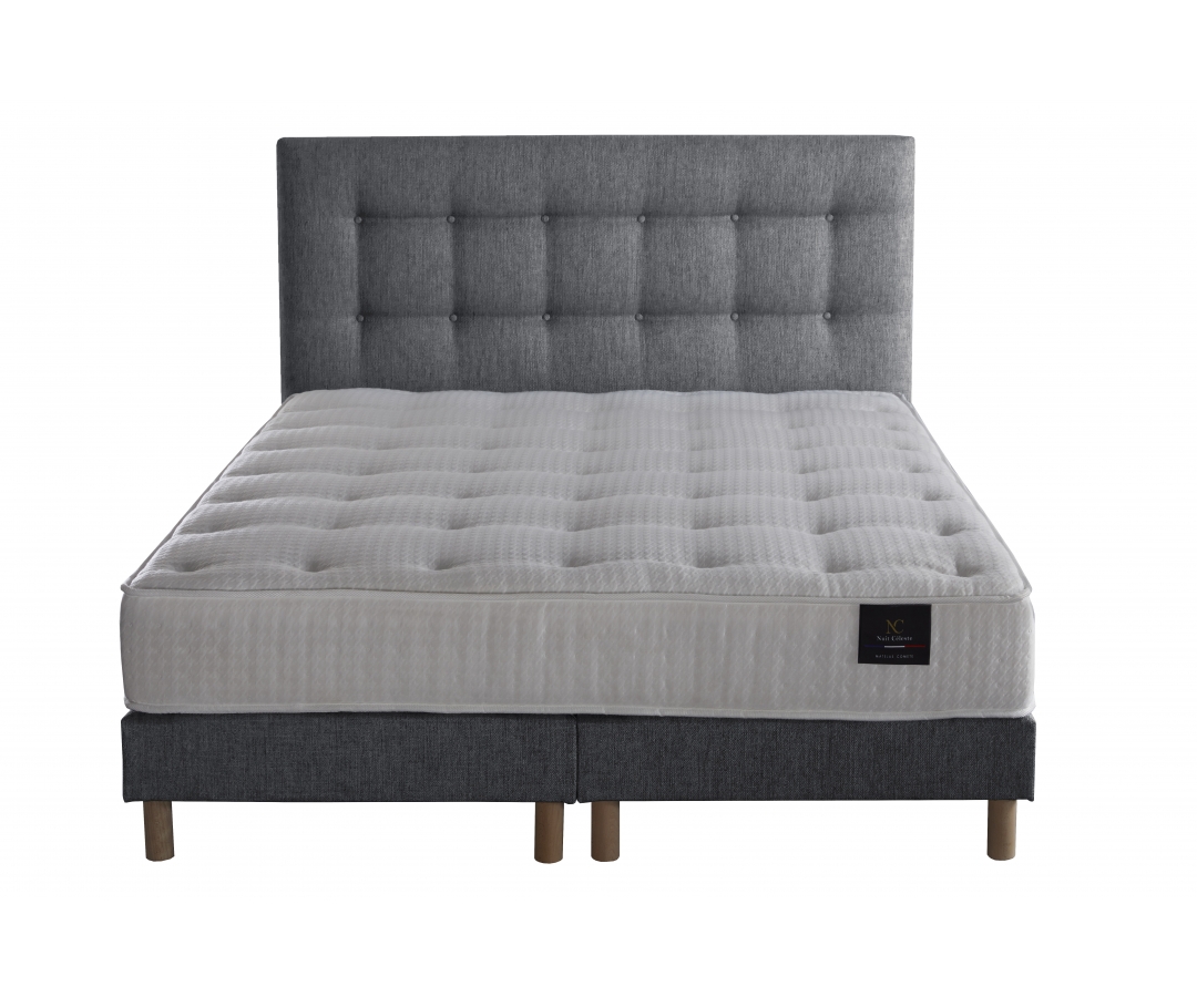 Ensemble matelas ressorts 7 zones, 27 cm,  sommier et tête de lit