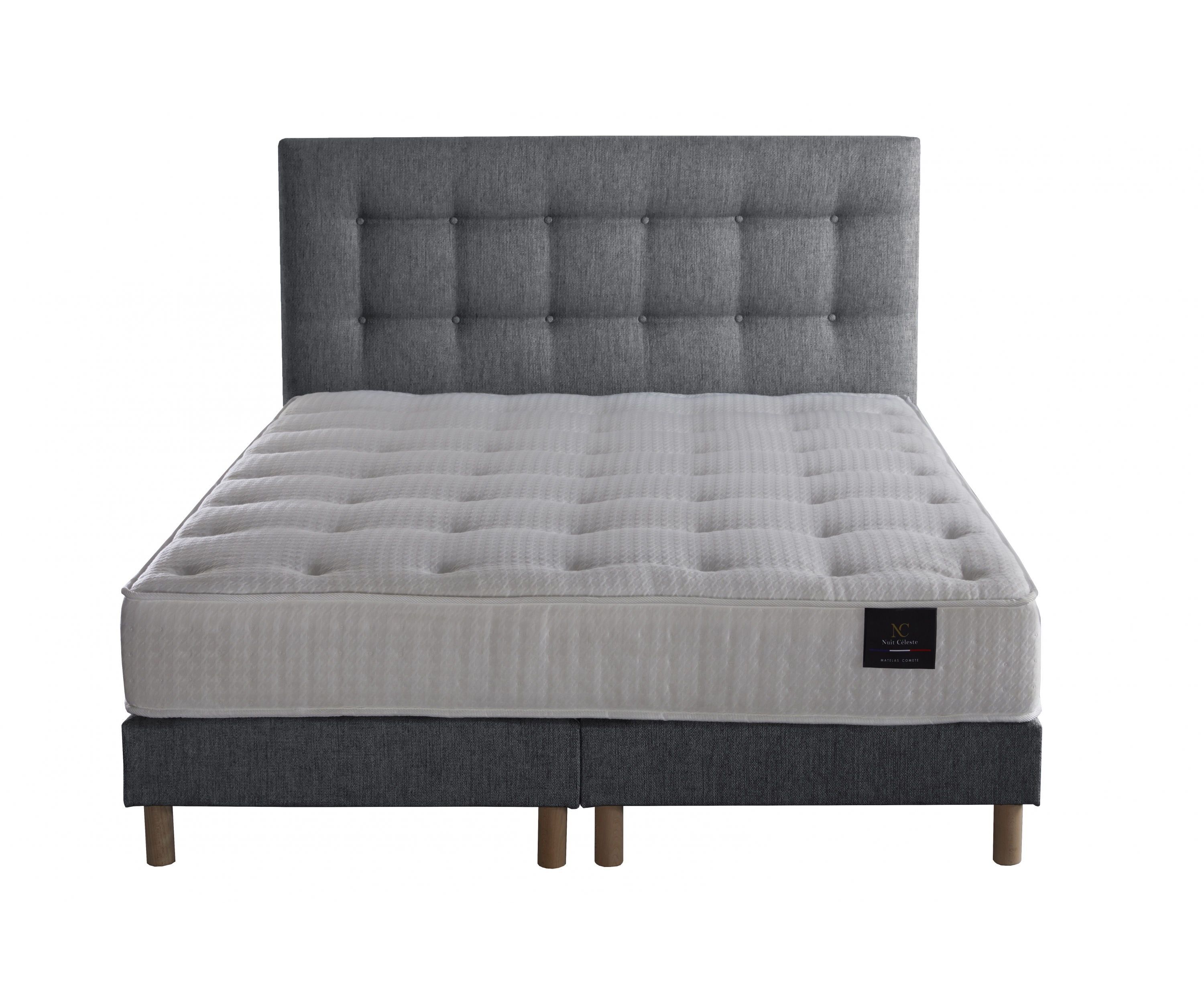 Ensemble matelas ressorts 7 zones, 27 cm,  sommier et tête de lit