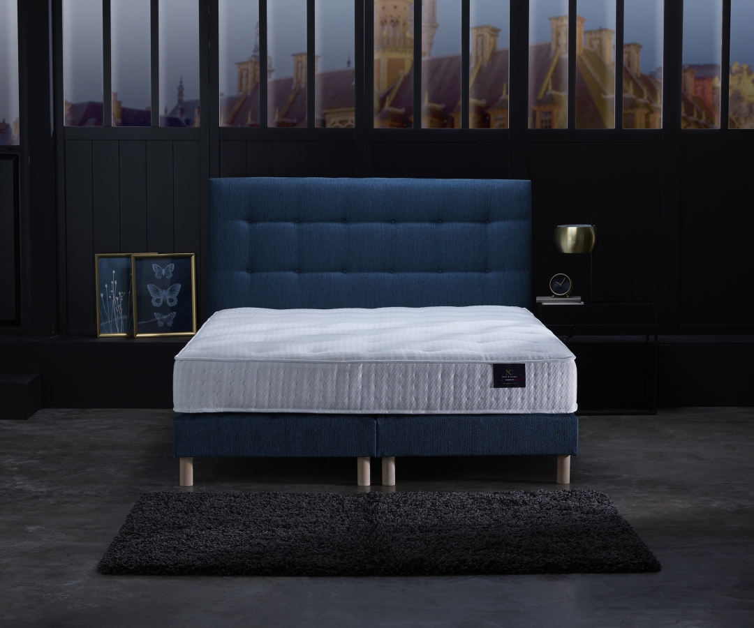 Ensemble matelas ressorts 7 zones, 27 cm,  sommier et tête de lit