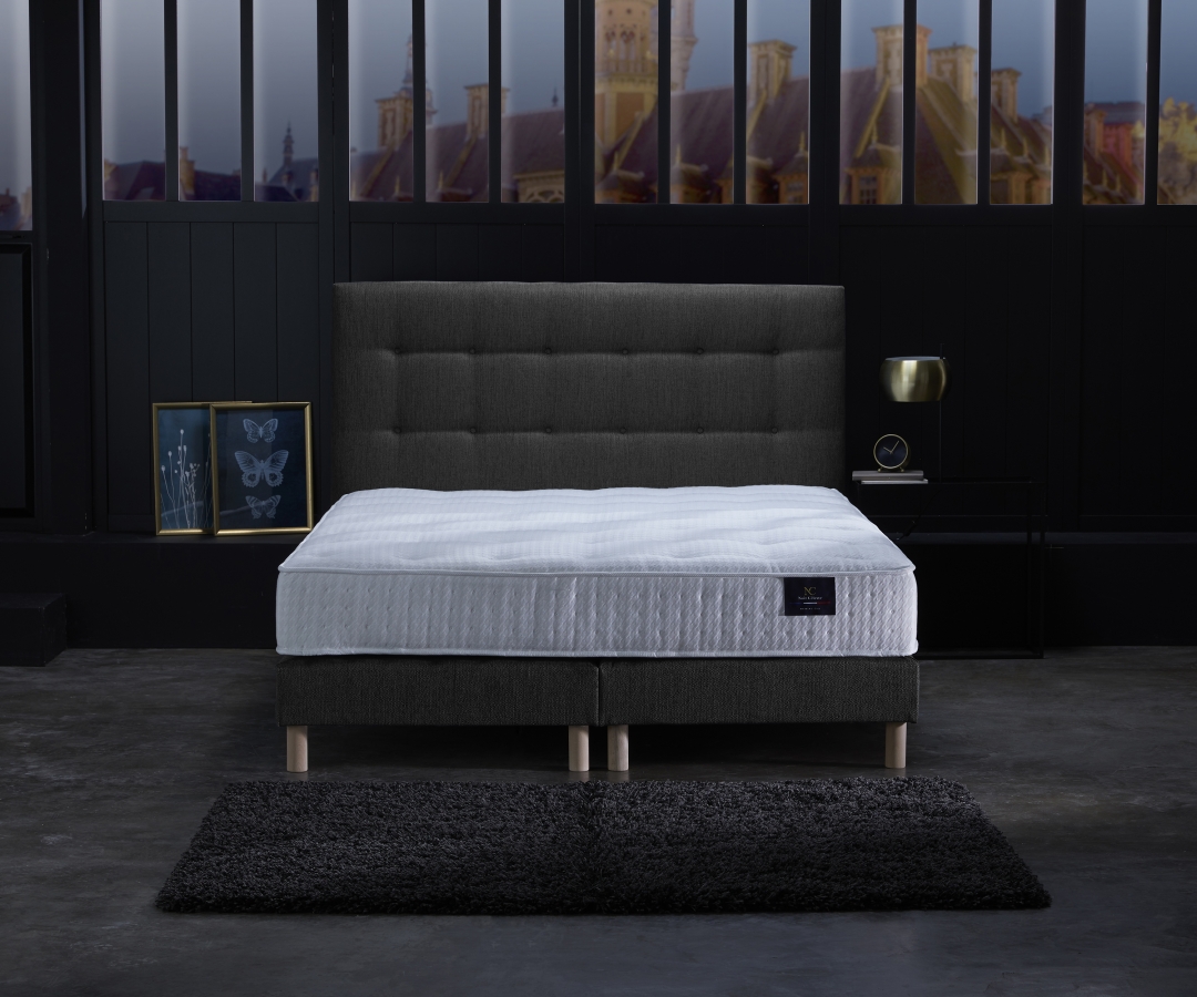 Ensemble matelas ressorts 7 zones, 27 cm,  sommier et tête de lit