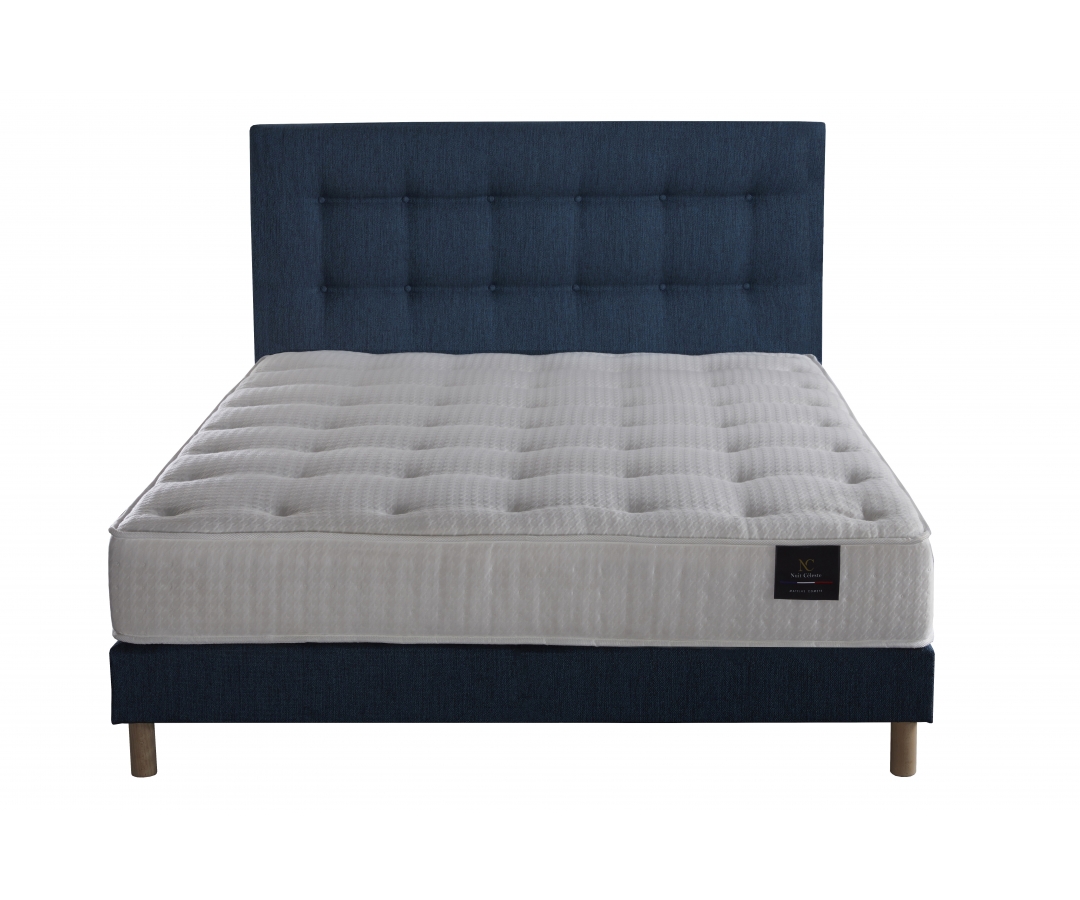 Ensemble matelas ressorts, sommier PEFC et tête de lit écoconçue