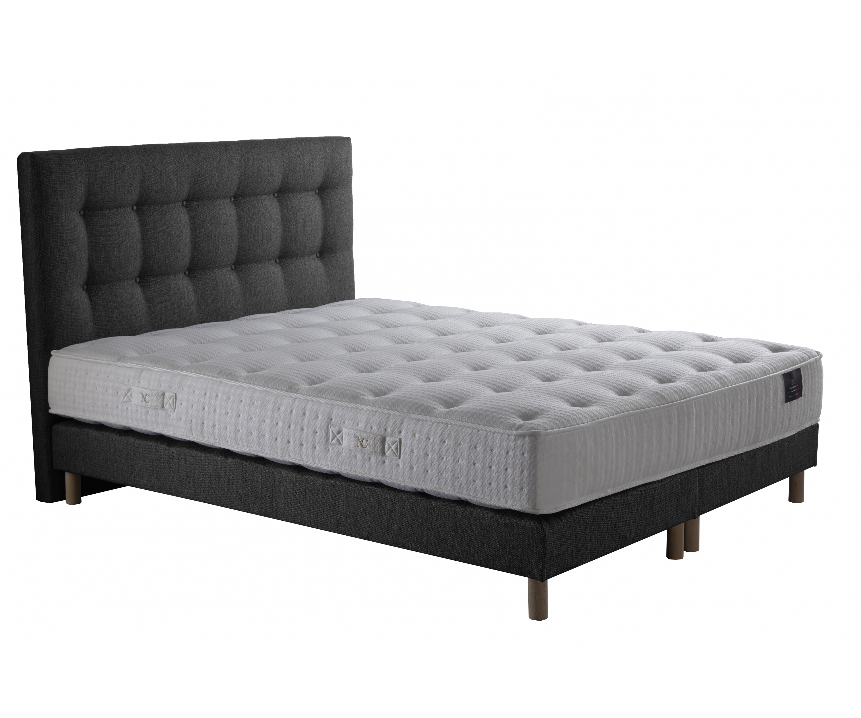 Ensemble matelas ressorts, sommier PEFC et tête de lit écoconçue