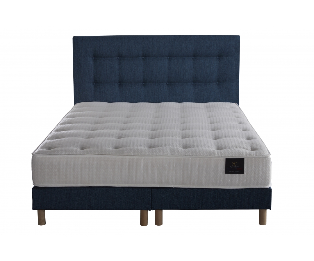 Ensemble matelas ressorts, sommier PEFC et tête de lit écoconçue