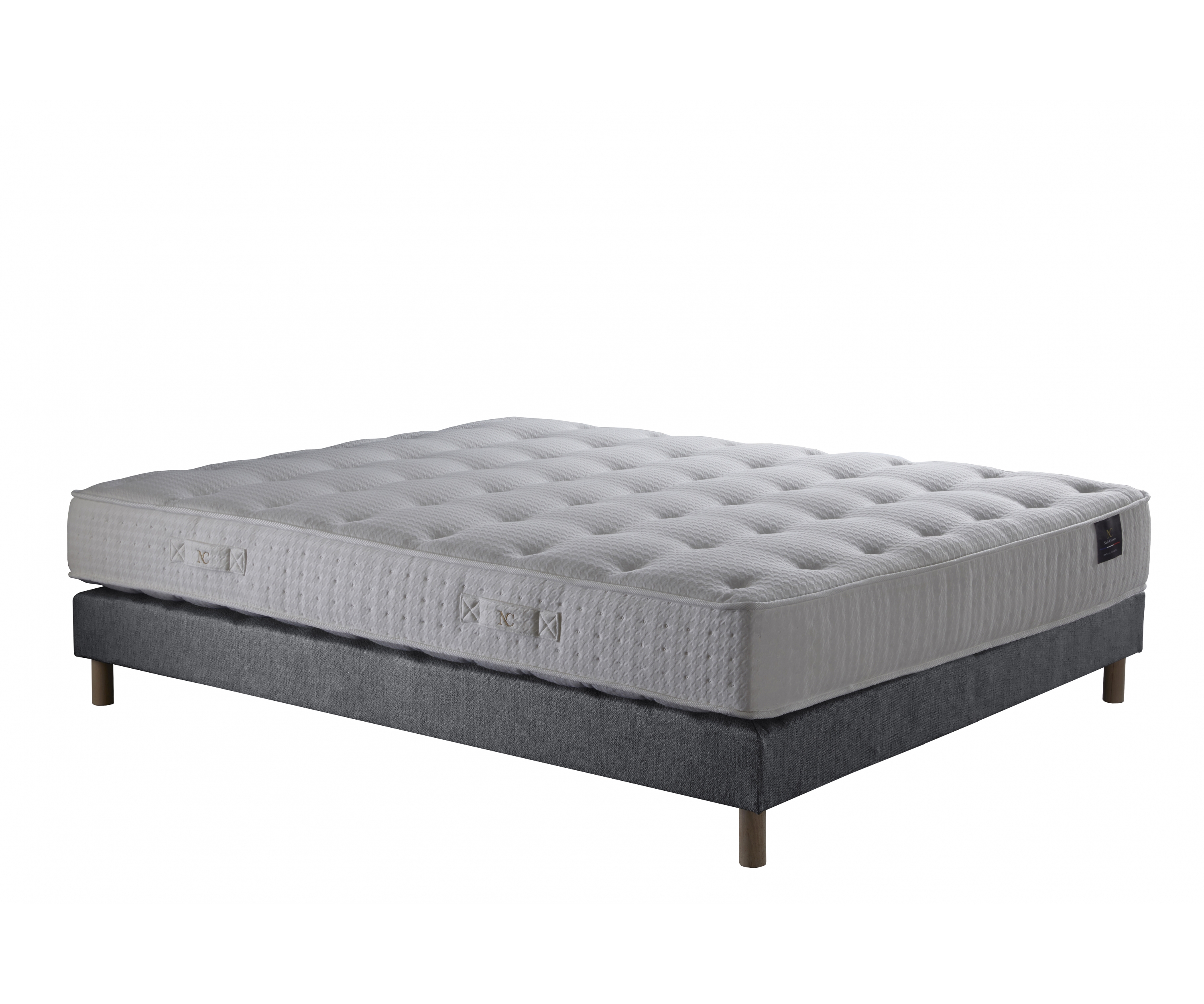Ensemble matelas ressorts, sommier PEFC et tête de lit écoconçue