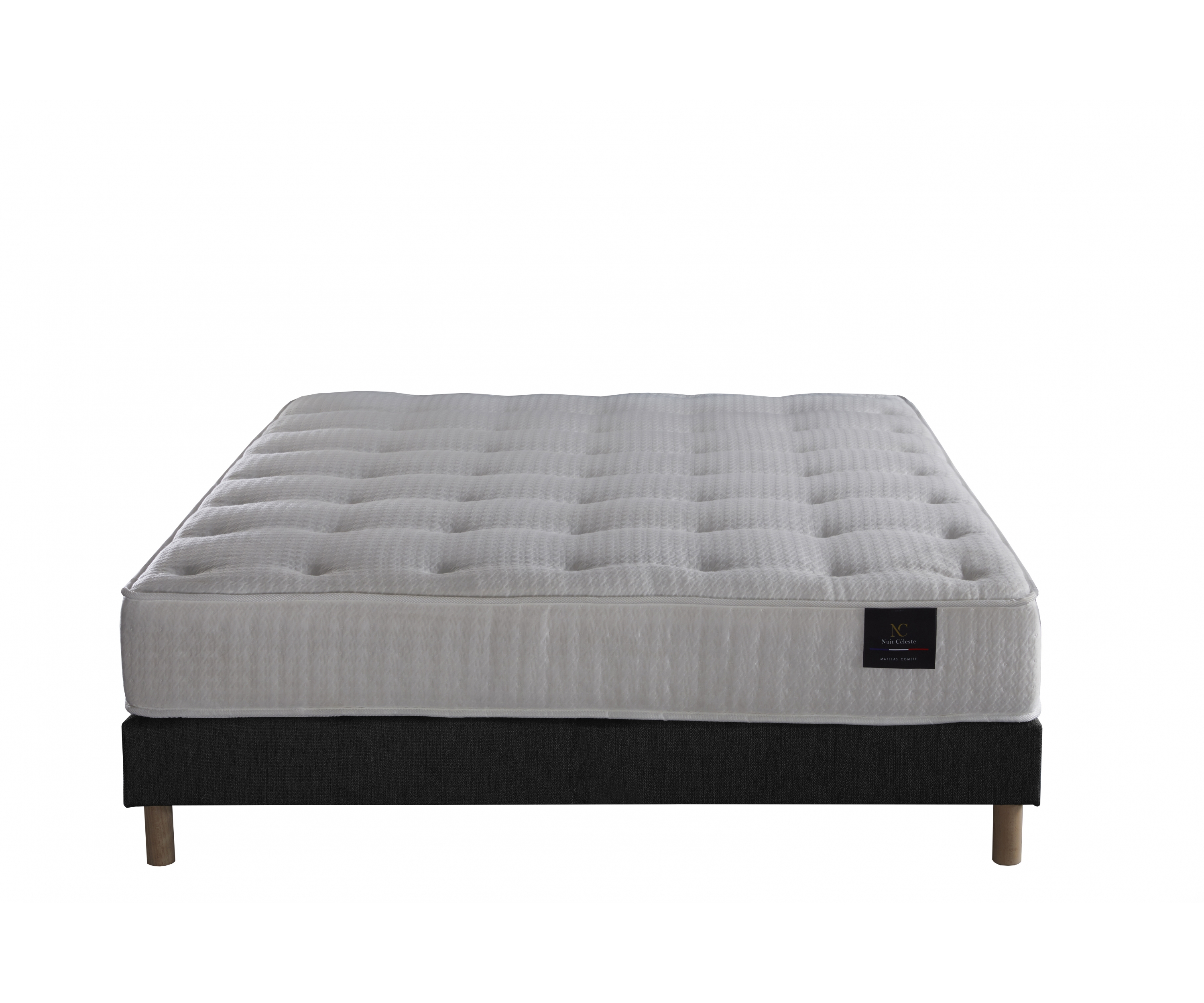 Ensemble matelas ressorts, sommier PEFC et tête de lit écoconçue