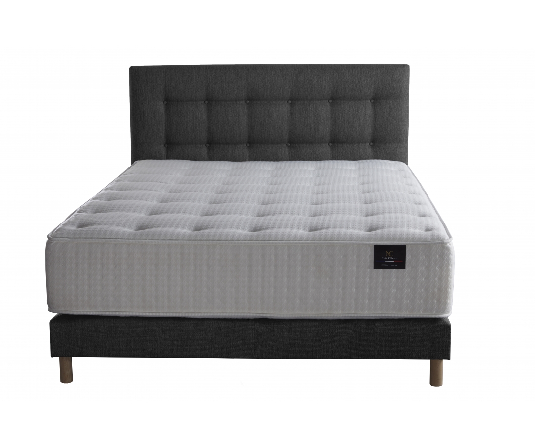 Ensemble matelas ressorts, 31 cm, 4 technologies, sommier + tete de lit