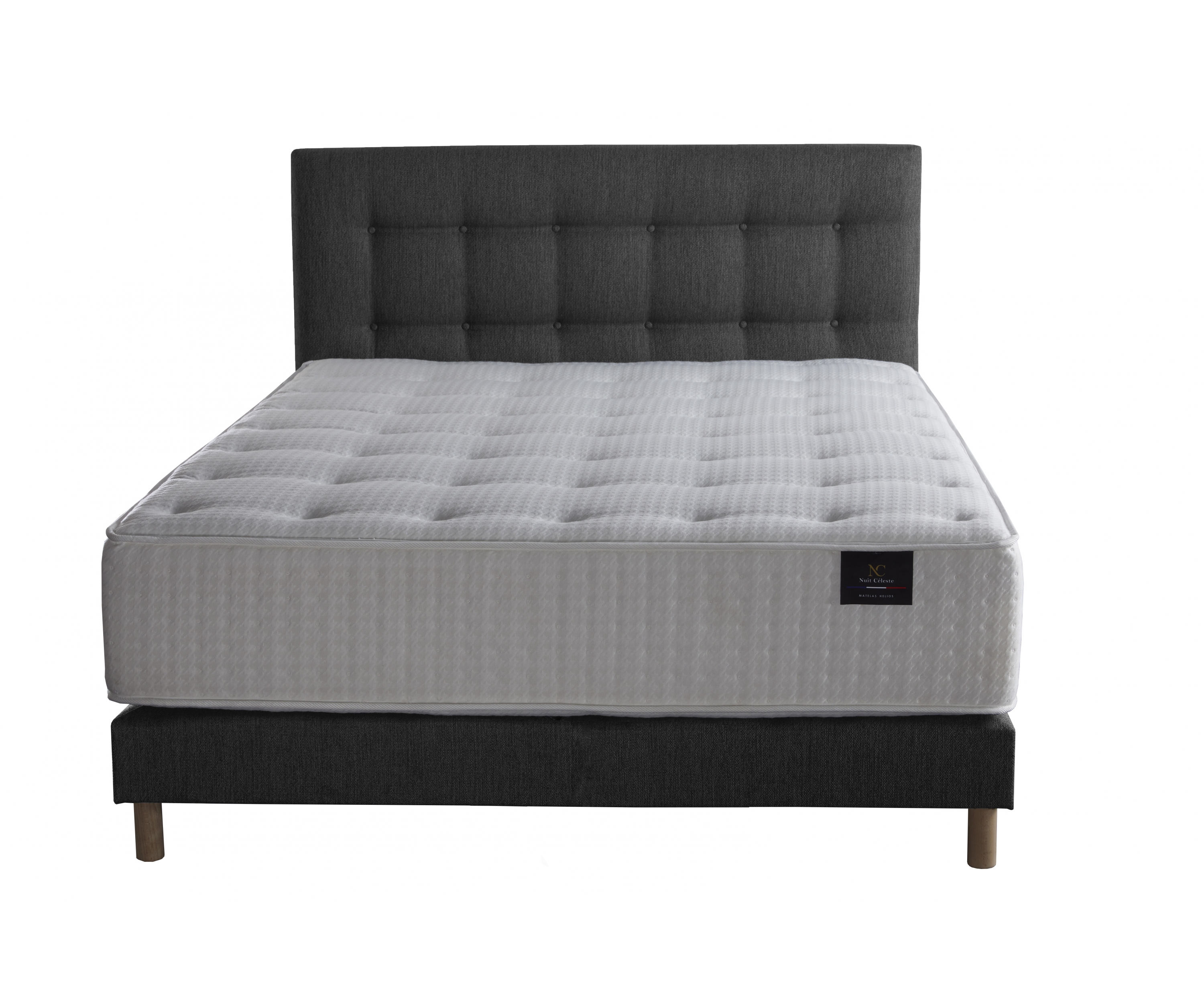 Ensemble matelas ressorts, 31 cm, 4 technologies, sommier + tete de lit