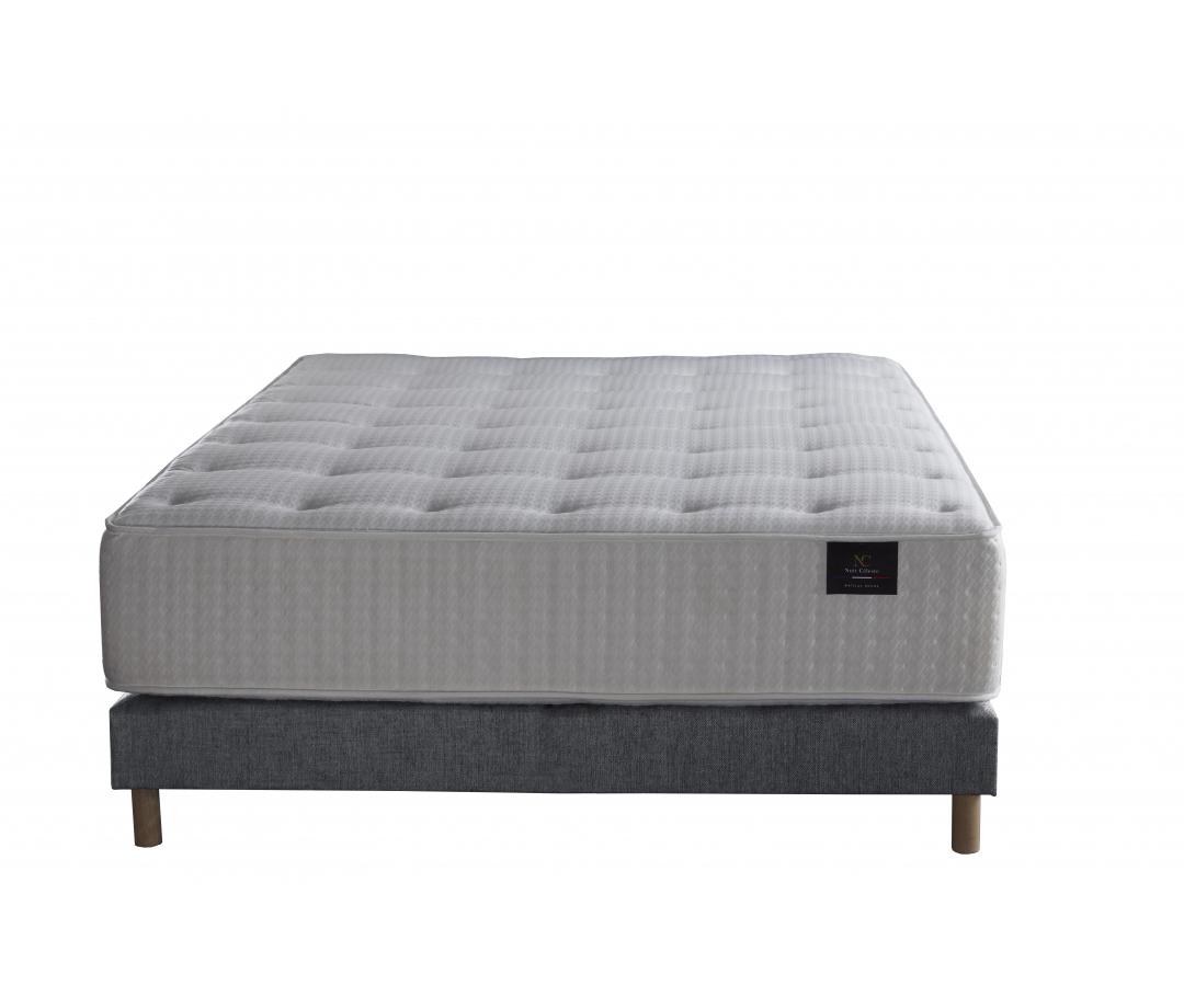 Ensemble matelas ressorts, 31 cm, 4 technologies, sommier + tete de lit