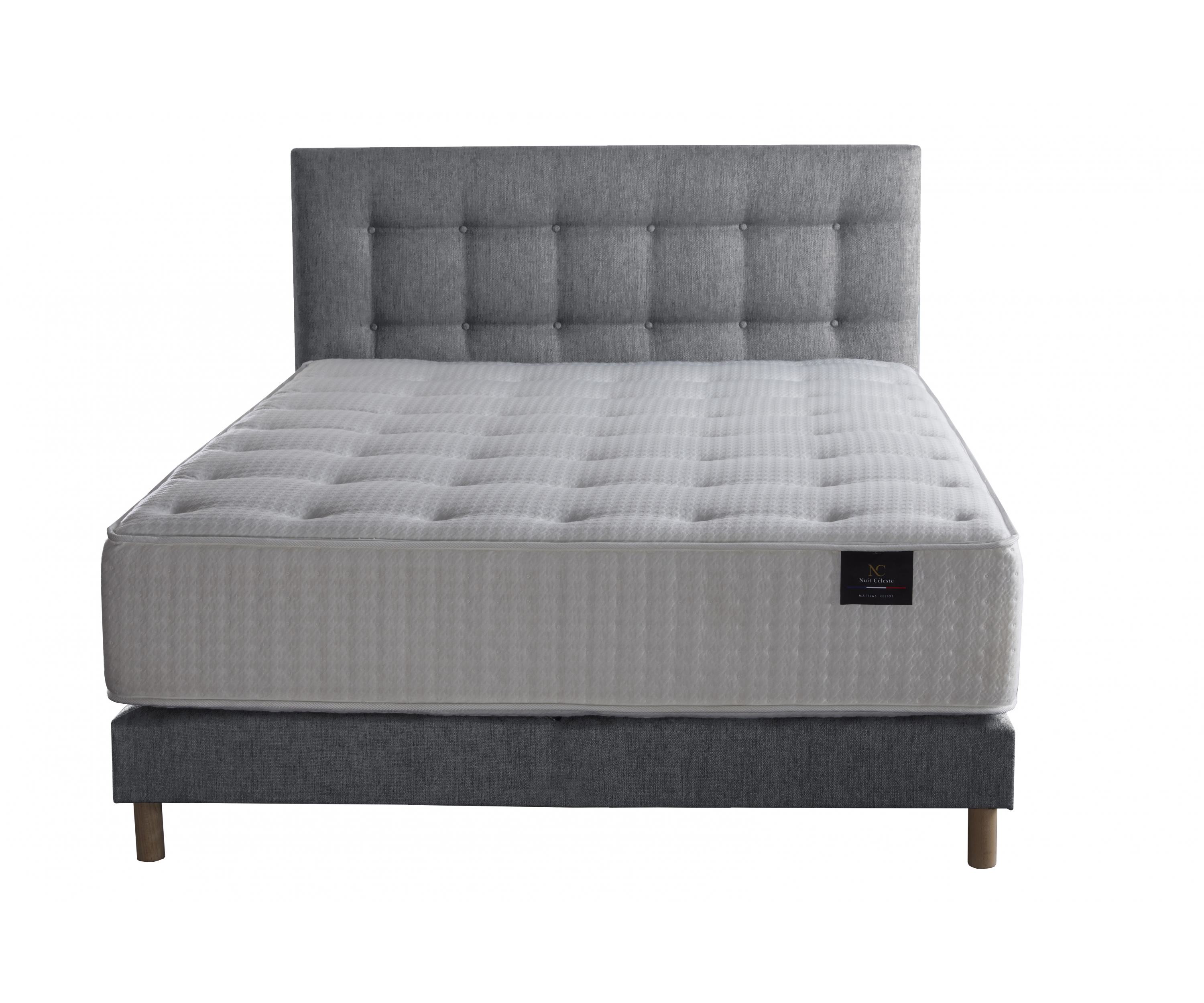 Ensemble matelas ressorts, 31 cm, 4 technologies, sommier + tete de lit