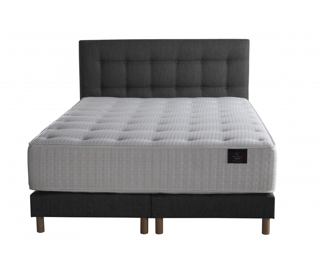 Ensemble matelas ressorts, 31 cm, 4 technologies, sommier + tete de lit