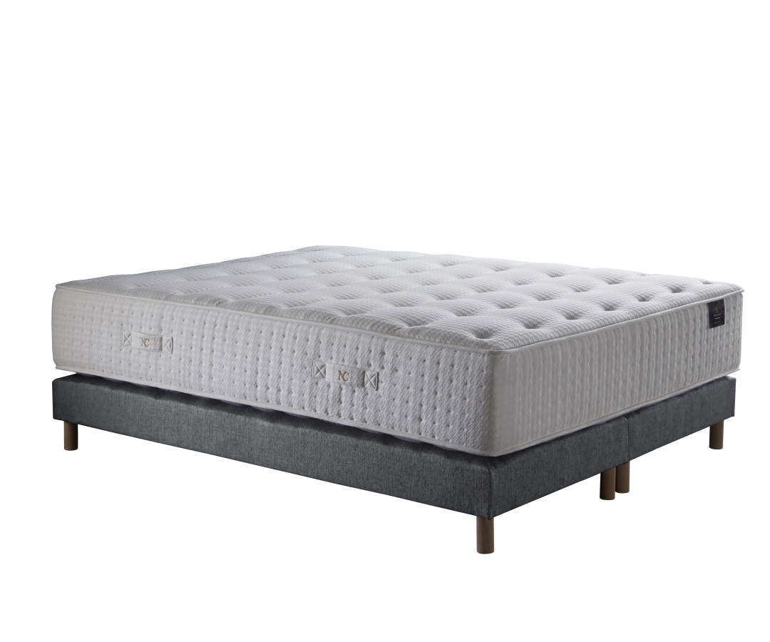 Ensemble matelas ressorts, 31 cm, 4 technologies, sommier + tete de lit
