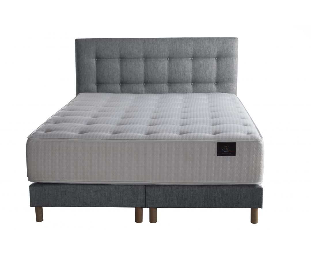 Ensemble matelas ressorts, 31 cm, 4 technologies, sommier + tete de lit