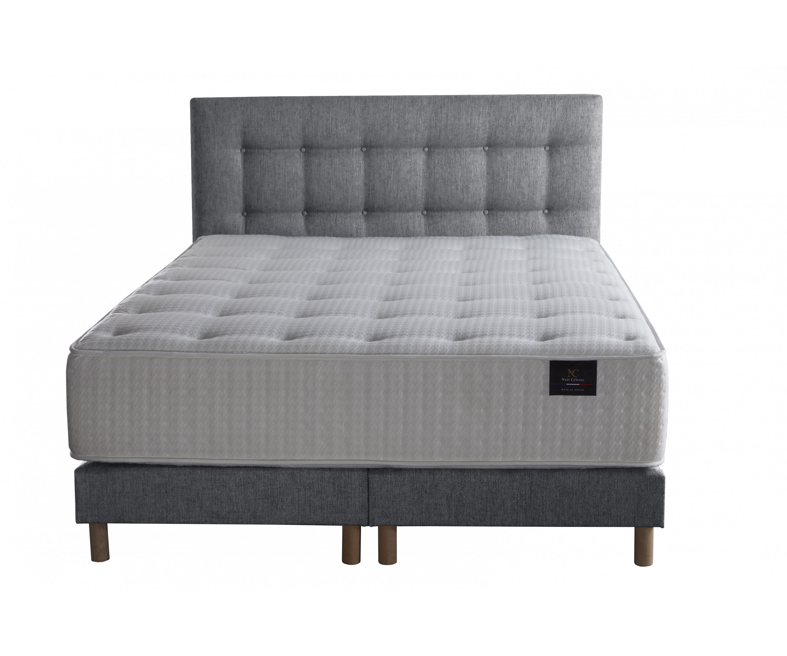 Ensemble matelas ressorts, 31 cm, 4 technologies, sommier + tete de lit