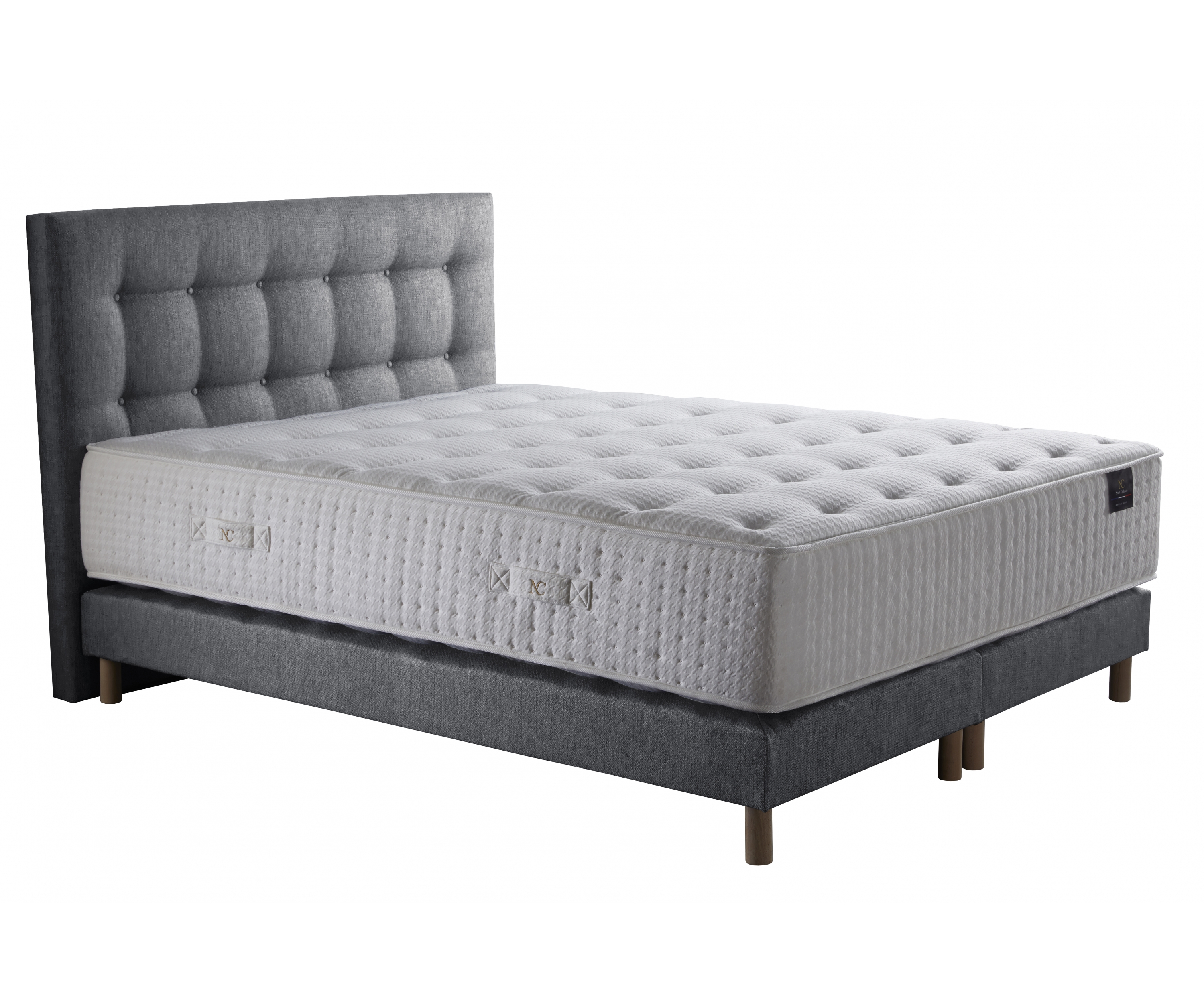 Ensemble matelas ressorts, 31 cm, 4 technologies, sommier + tete de lit