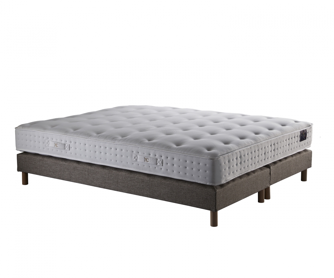Ensemble matelas latex 100 % naturel, CLARTE, sommier à lattes, tête de lit