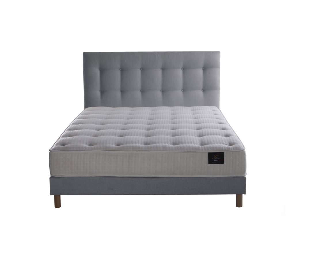 Ensemble matelas ressorts, sommier PEFC et tête de lit écoconçue