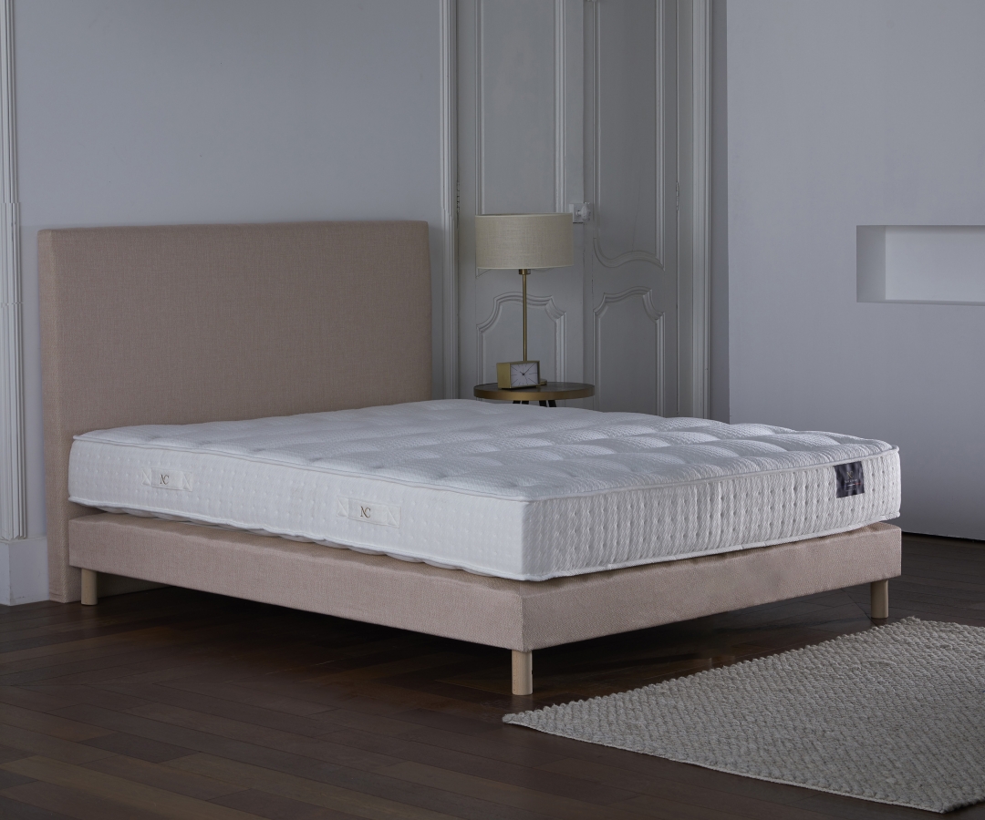Ensemble matelas ressorts, COMETE, sommier à lattes, tête de lit