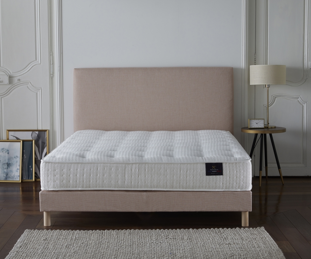 Ensemble matelas ressorts, COMETE, sommier à lattes, tête de lit