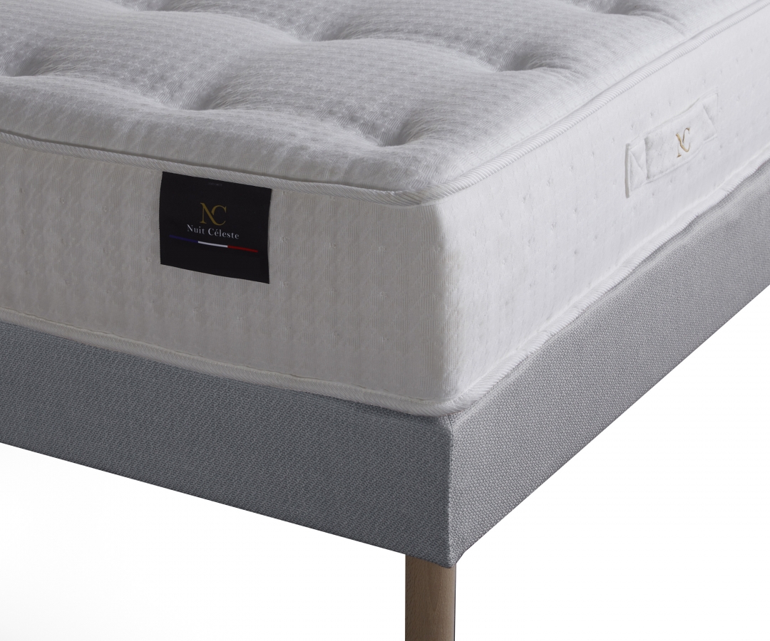 Ensemble matelas ressorts, COMETE, sommier à lattes, tête de lit