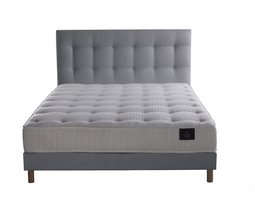 Ensemble matelas ressorts, sommier PEFC et tête de lit recyclée GRS