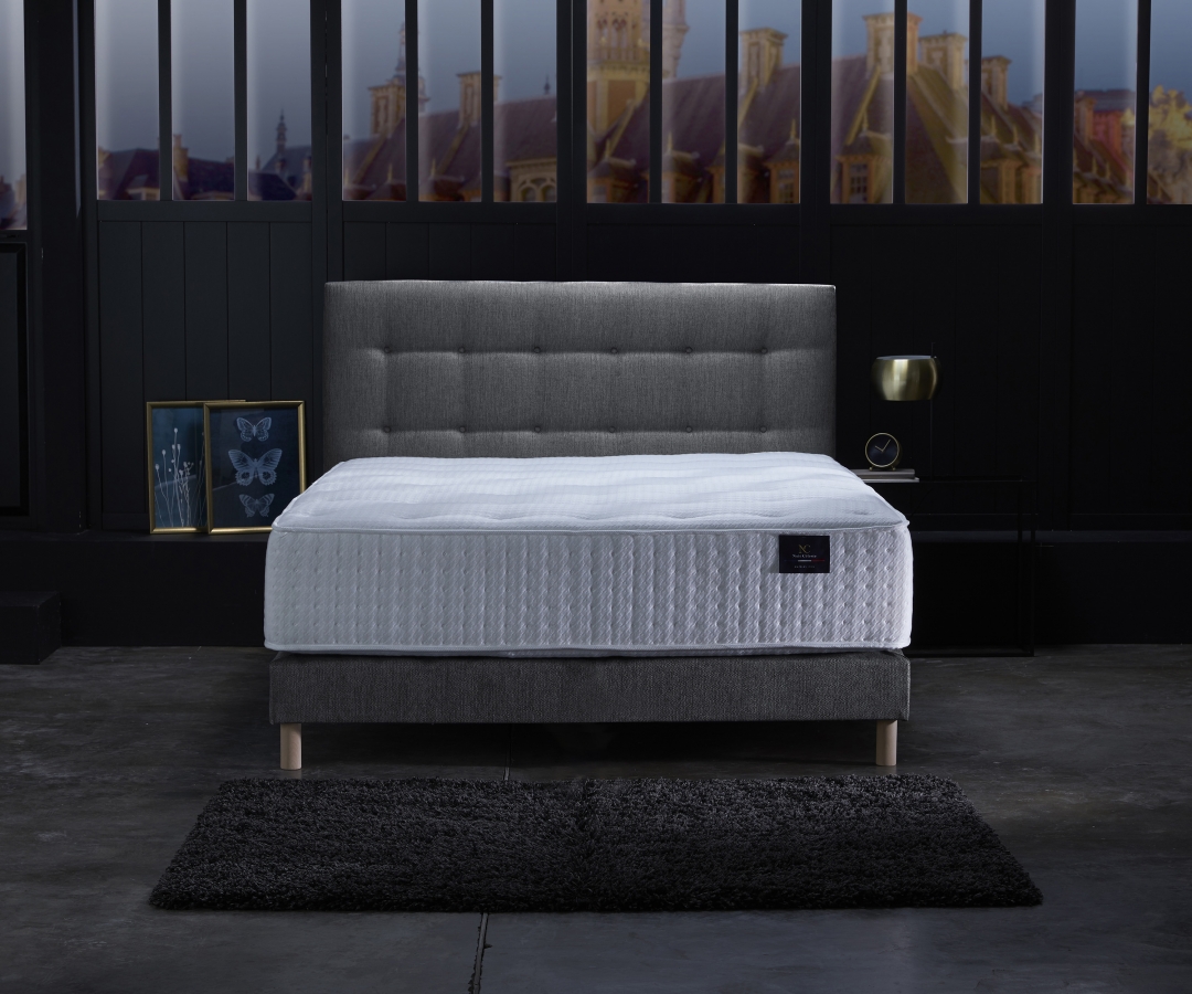 Ensemble matelas ressorts, 31 cm, 4 technologies, sommier + tete de lit