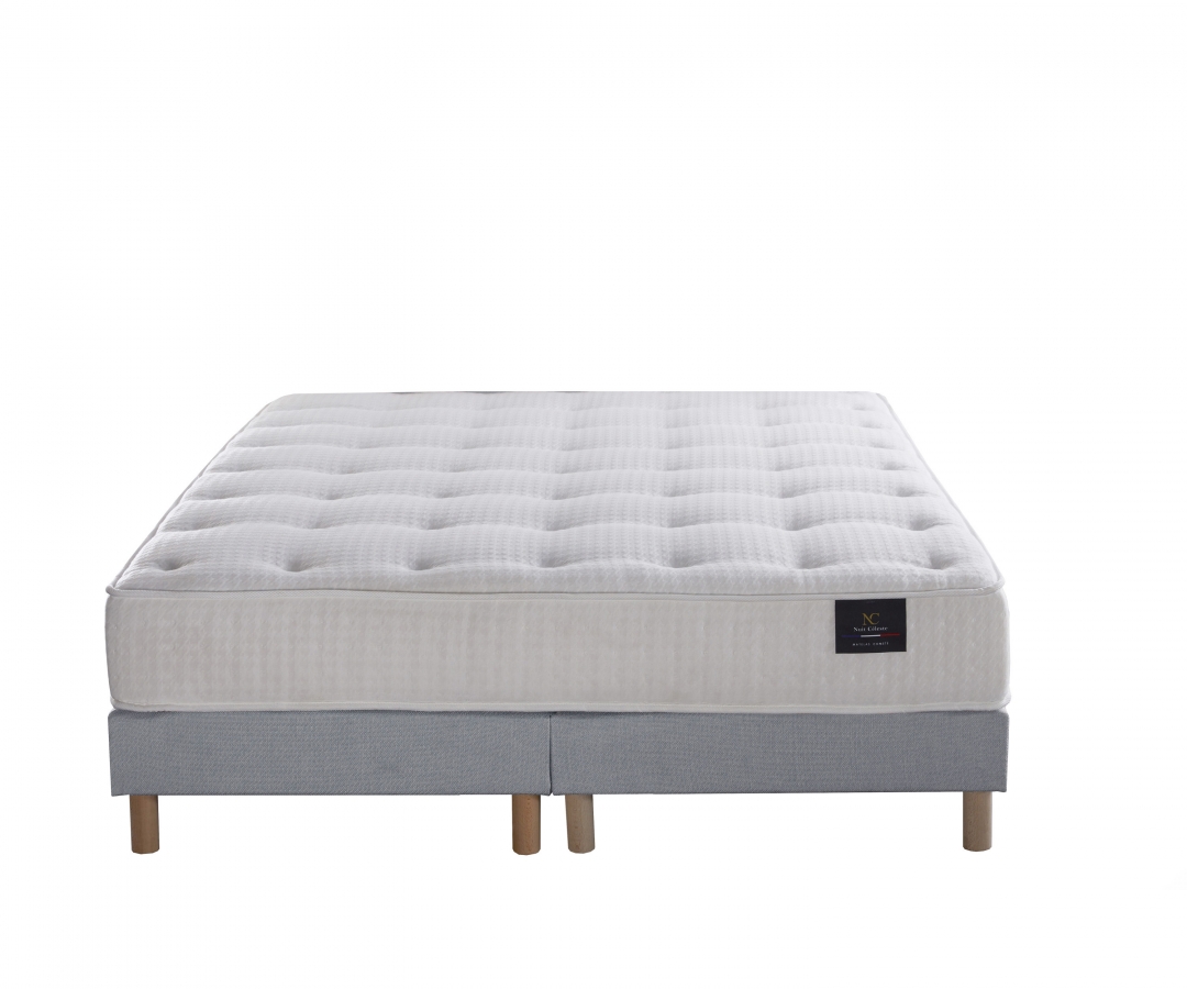 Ensemble matelas ressorts, sommier PEFC et tête de lit écoconçue