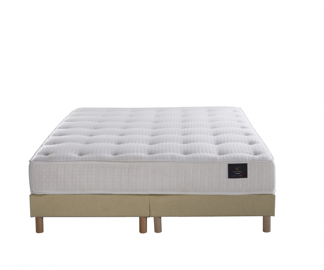 Ensemble matelas ressorts, sommier PEFC et tête de lit recyclée GRS