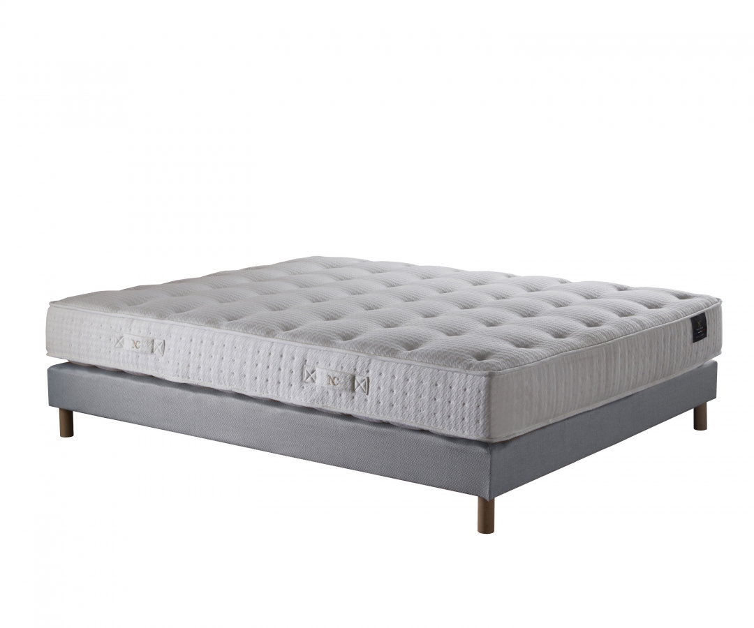 Ensemble matelas ressorts, PULSAR, sommier à lattes fixes, tête de lit