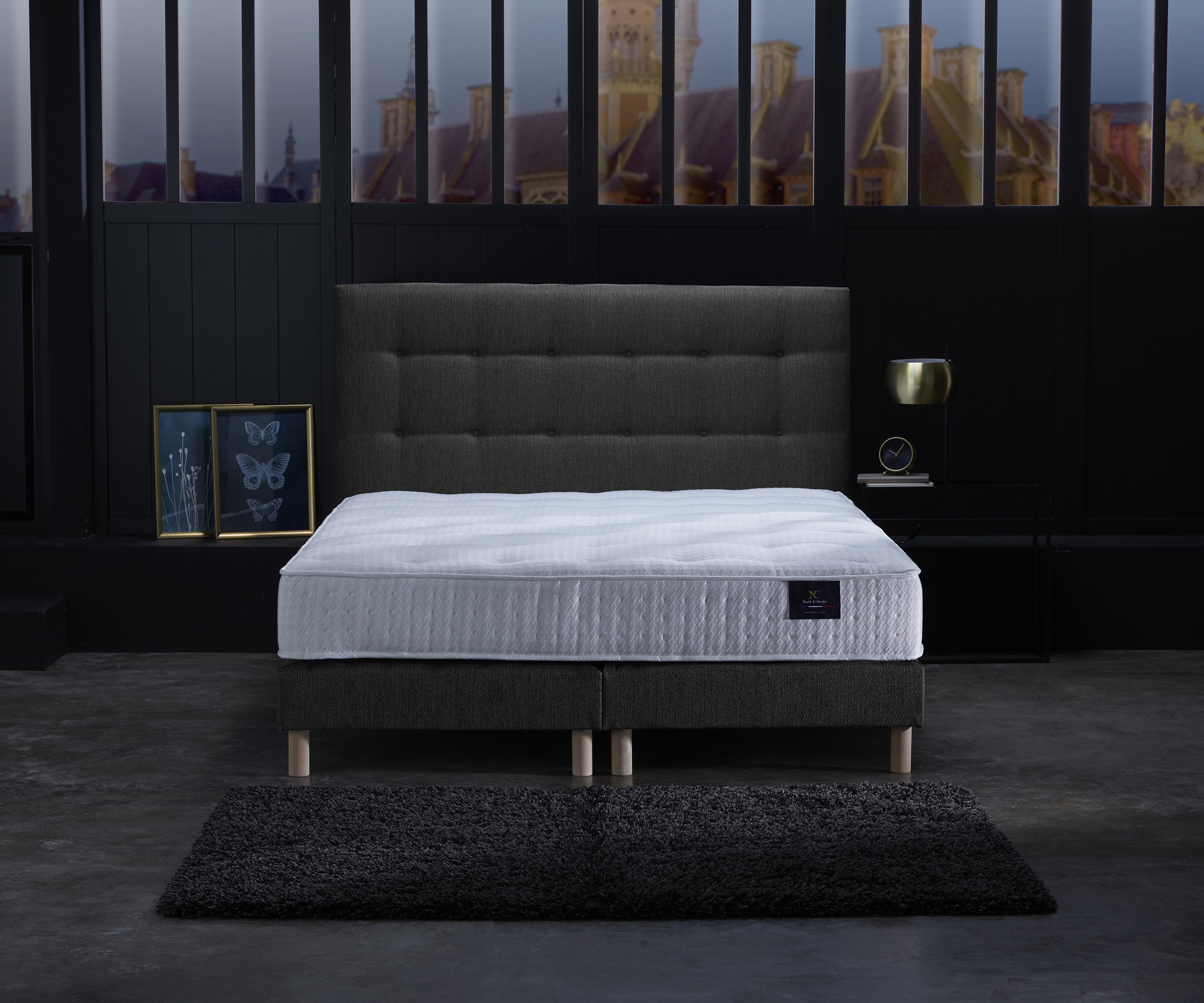 Matelas ressorts 7 zones, 27 cm, COMETE, garnissage fibres soie et lin