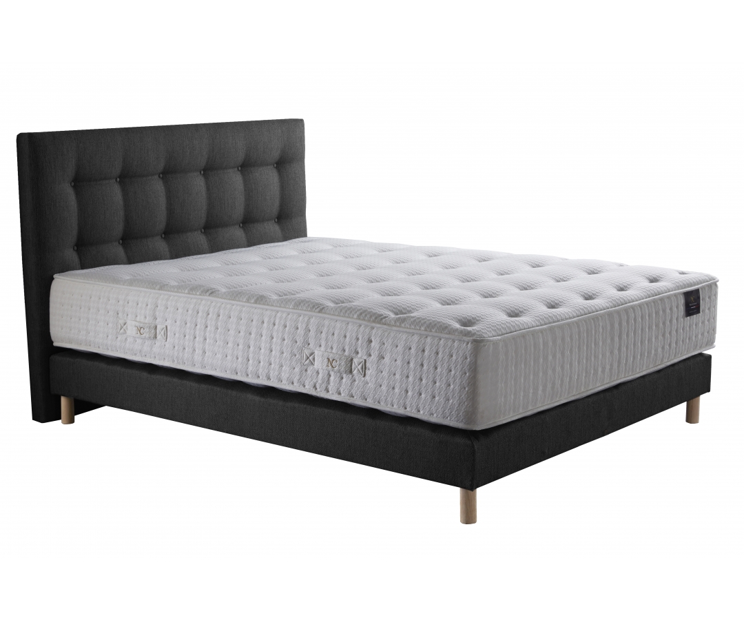 Ensemble matelas ressort à mémoire de forme, HECATE, sommier et tête de lit capitonnée