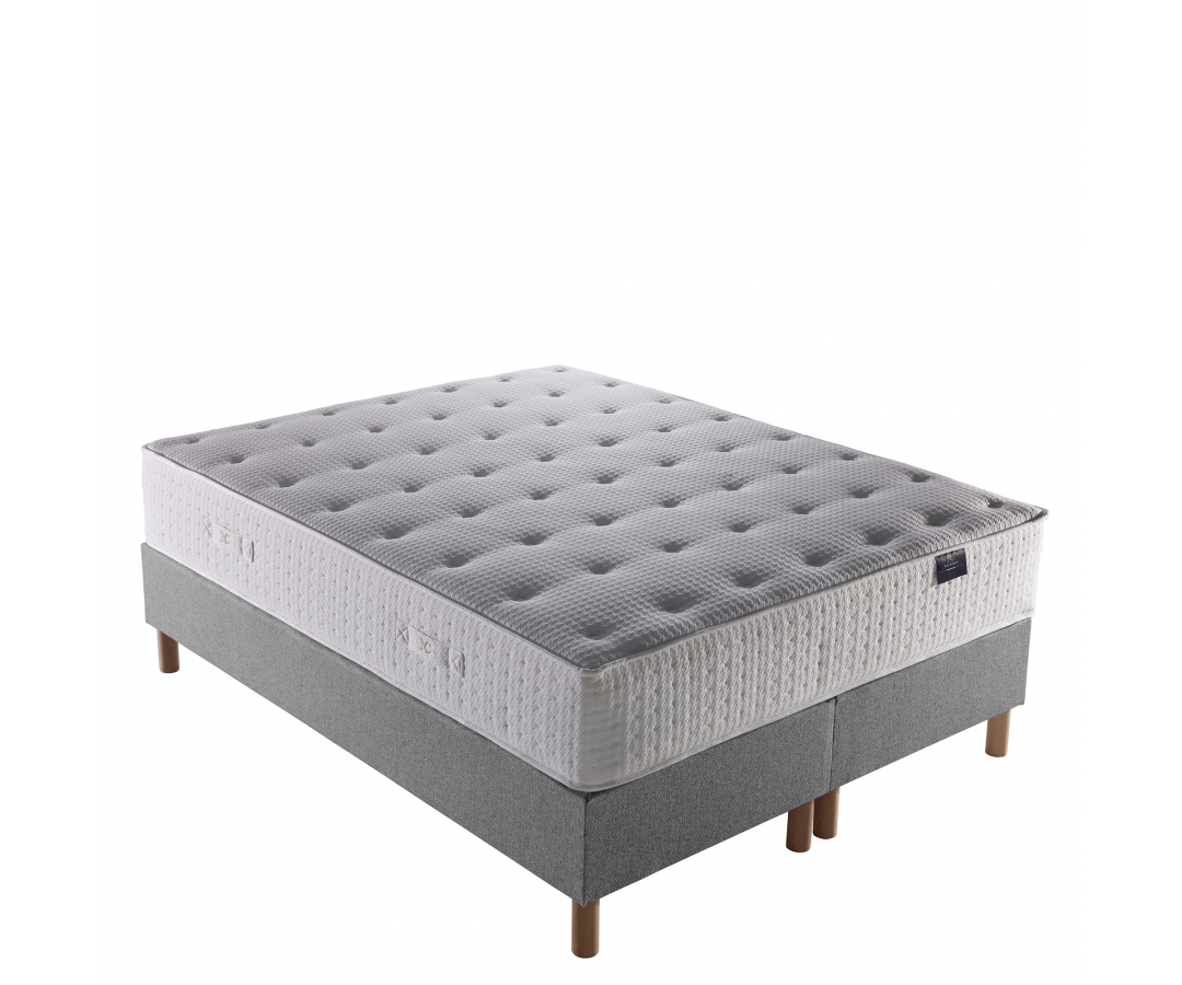Ensemble matelas à ressorts ensachés PULSAR et mémoire de forme
