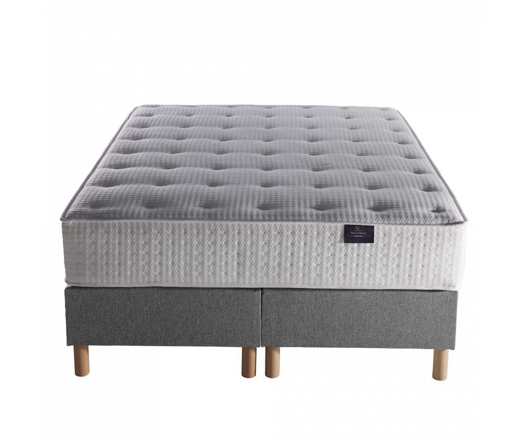 Ensemble matelas 27 cm + sommier, confort ferme et accueil moelleux