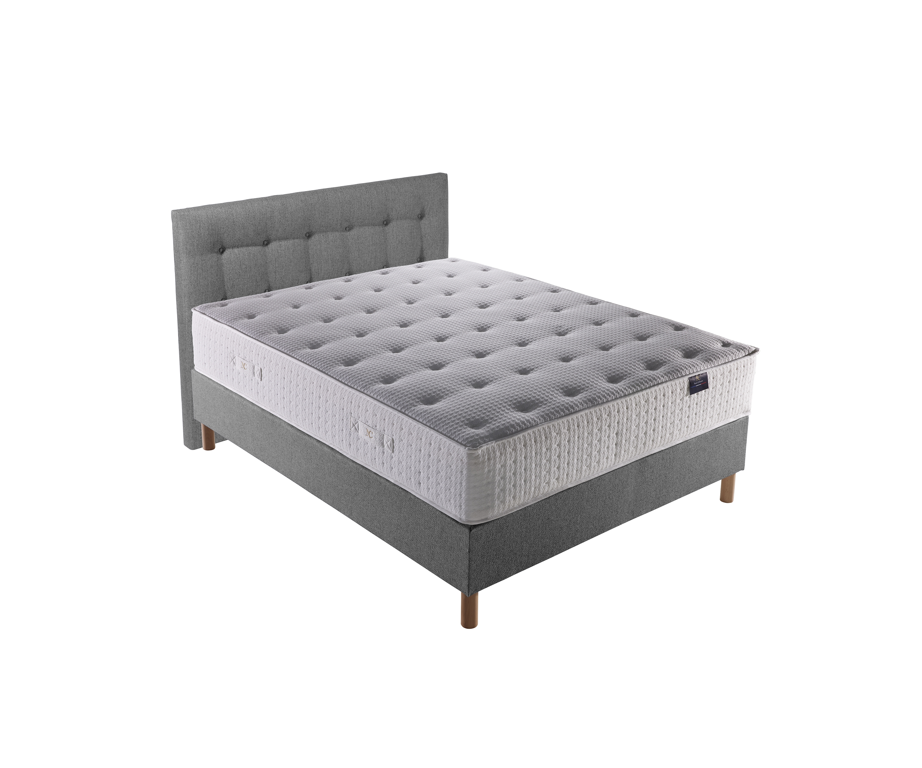 Ensemble matelas ressorts, sommier ressorts et tête capitonnée