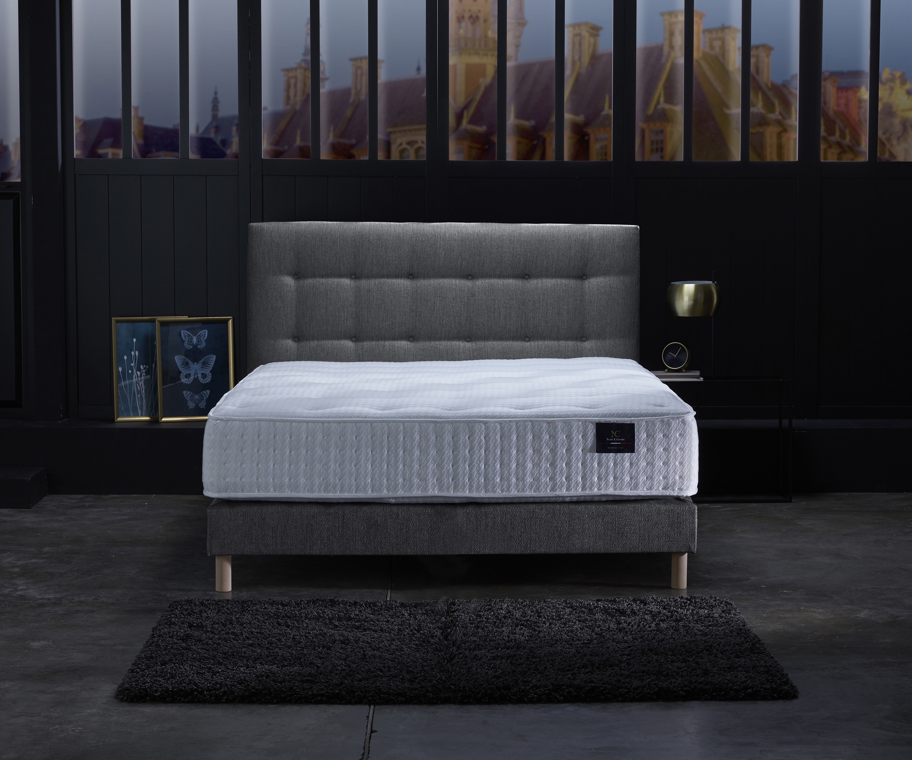 Ensemble matelas ressorts 7 zones – Garnissage cachemire et soie