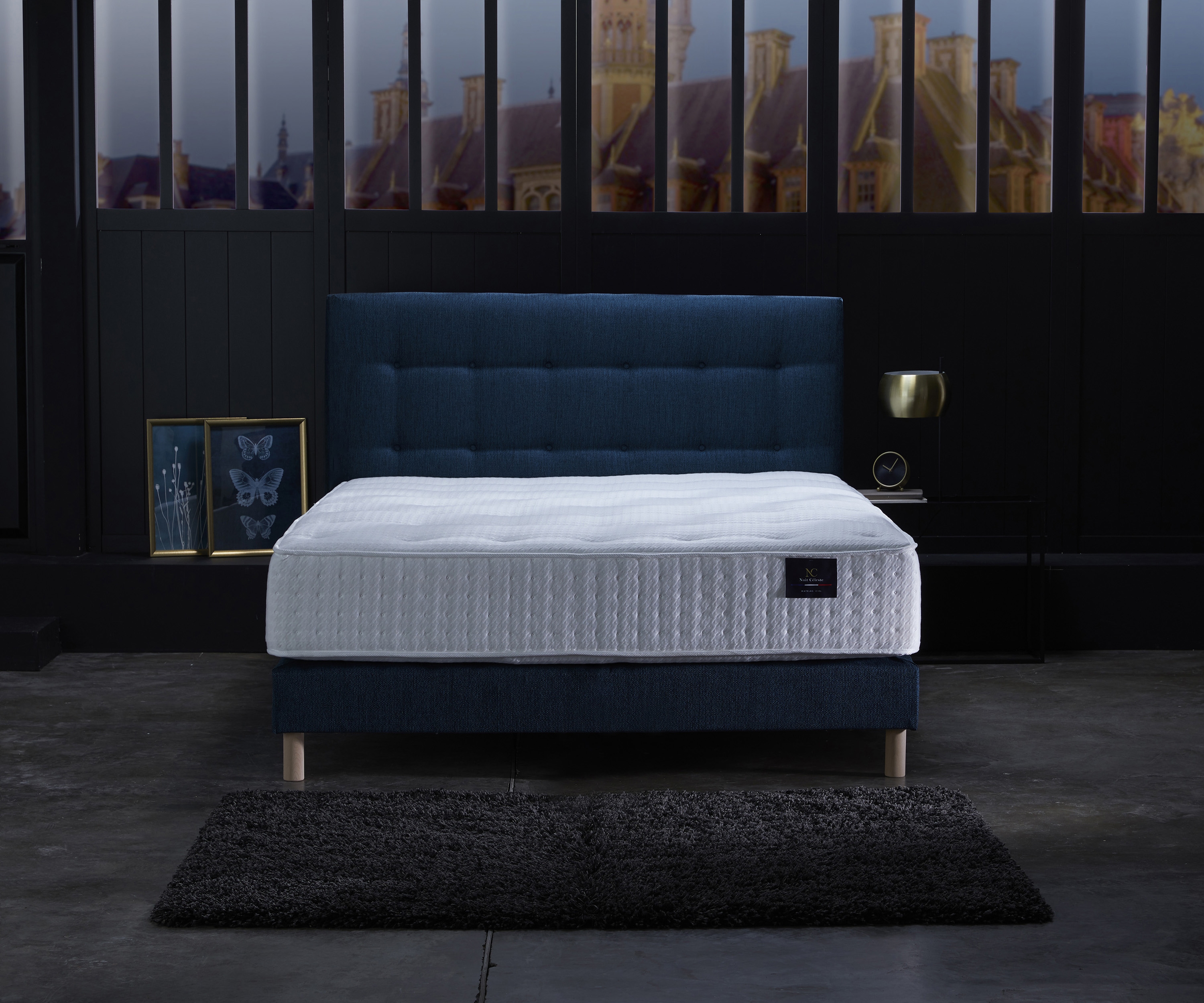 Ensemble matelas ressorts 7 zones – Garnissage cachemire et soie