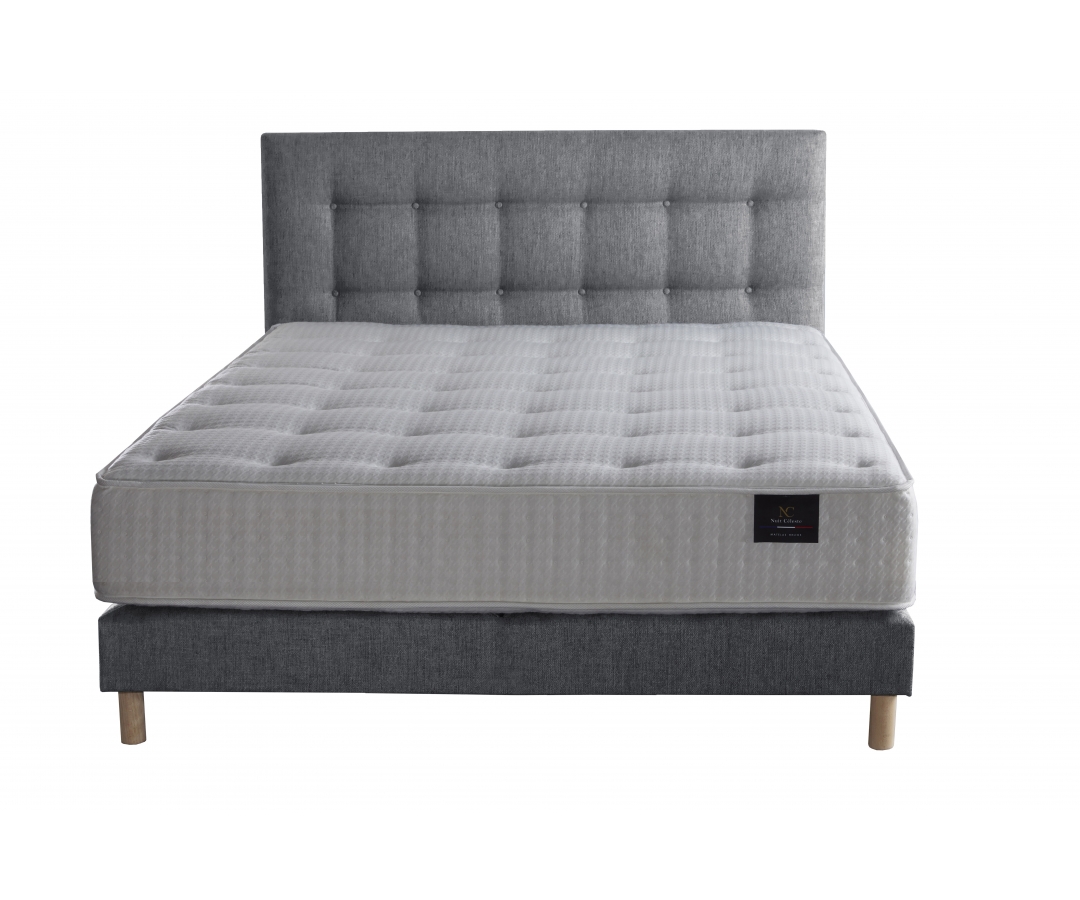 Ensemble matelas ressorts ensachés 7 zones, SELENE 2, garnissage cachemire et soie