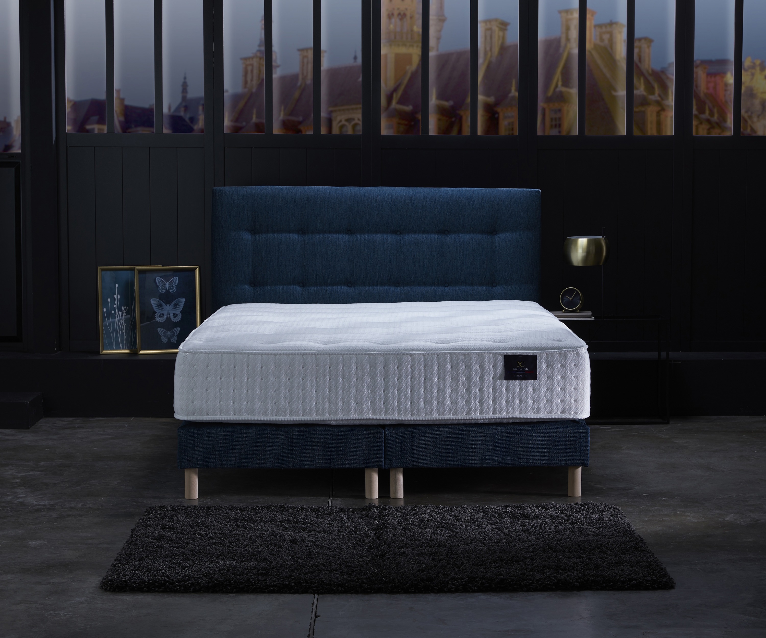 Ensemble matelas ressorts 7 zones – Garnissage cachemire et soie