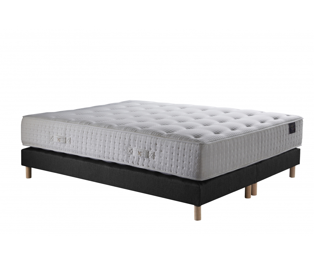 Ensemble matelas ressorts 7 zones – Garnissage cachemire et soie