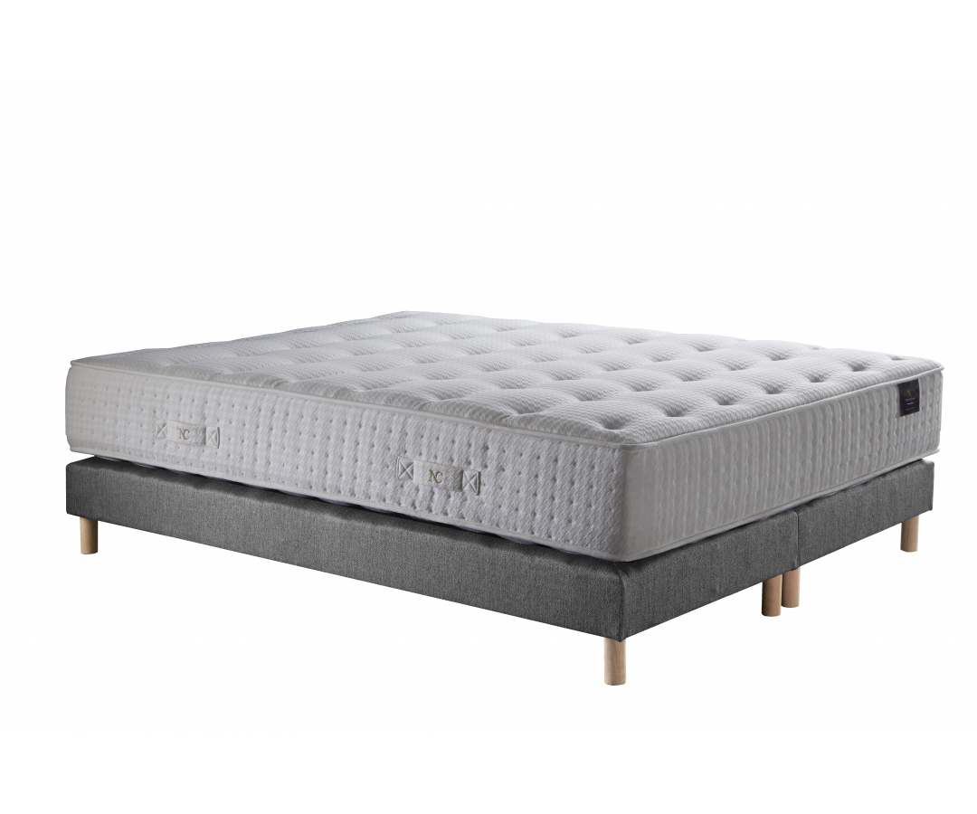 Ensemble matelas ressorts 7 zones – Garnissage cachemire et soie