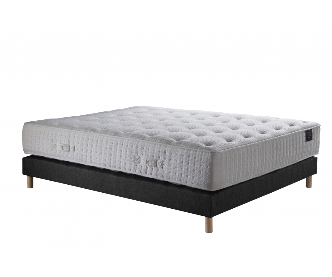 Ensemble matelas sommier à ressorts ensachés et mémoire de forme