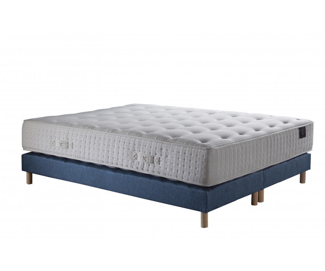 Ensemble matelas ressort ensaché, HECATE 2, mémoire de forme et sommier