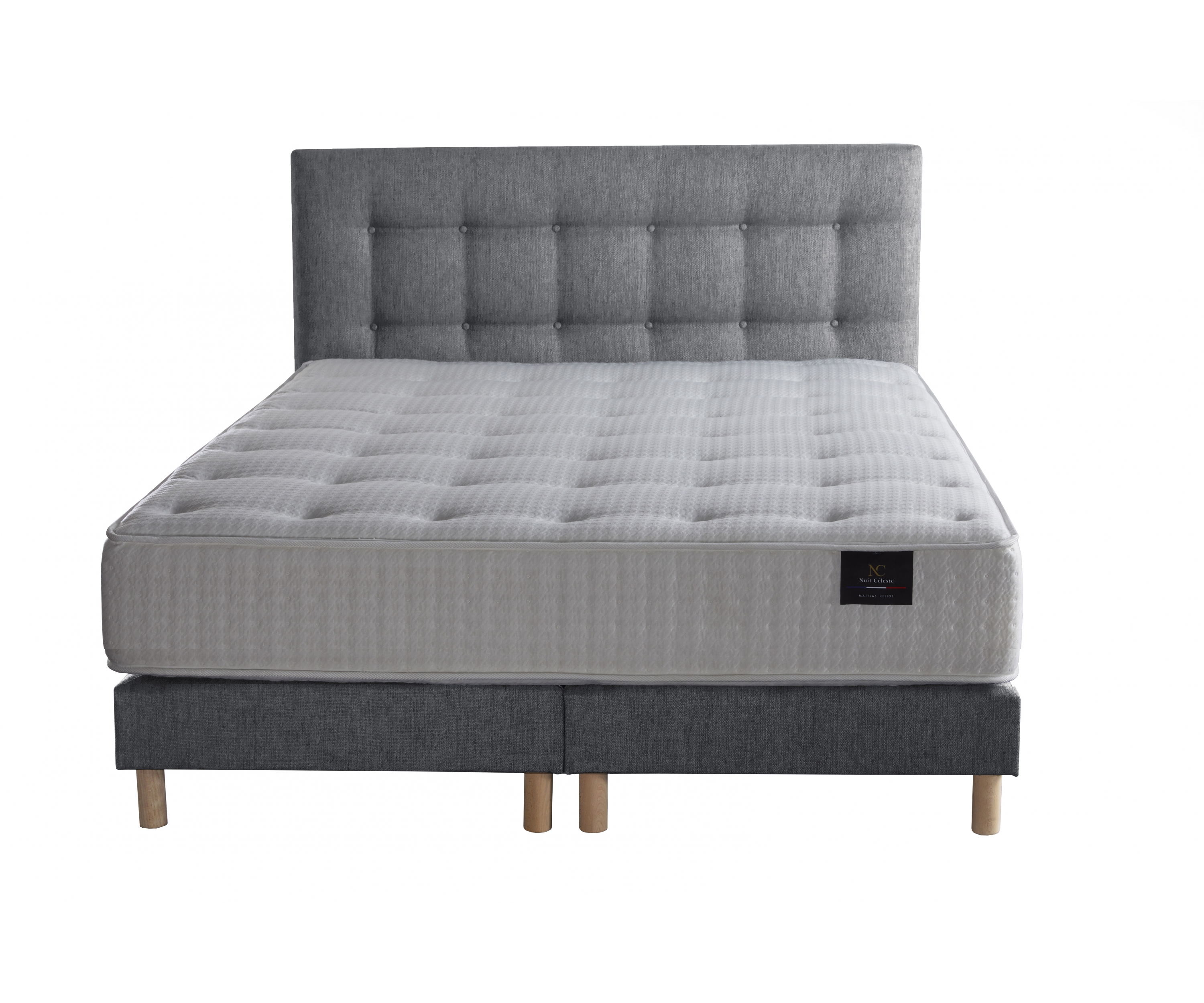 Ensemble matelas sommier à ressorts ensachés et mémoire de forme